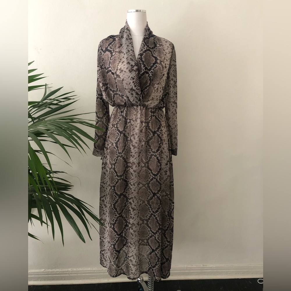 Vintage snakeskin poly chiffon maxi dress size S